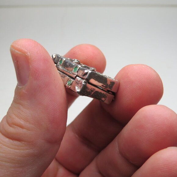 *925 Silver Antique Suitcase Emerald - Picture 9 of 12